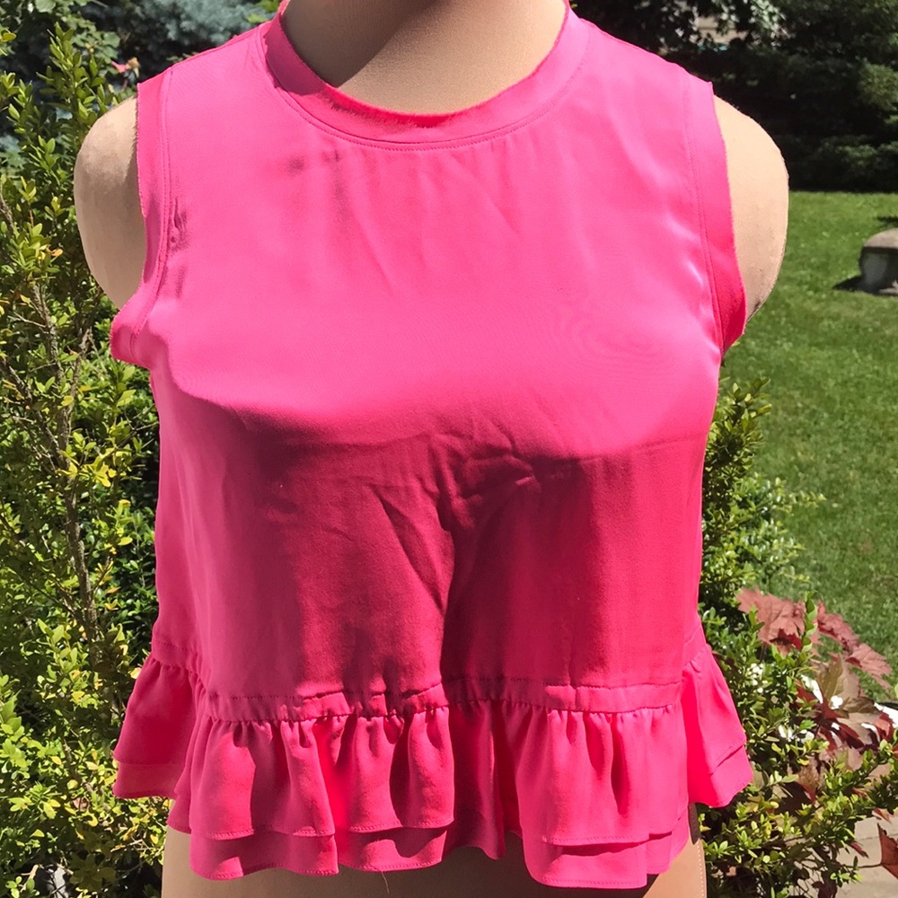 Rebecca Minkoff Hot Pink Silk sleeveless blouse SZ S